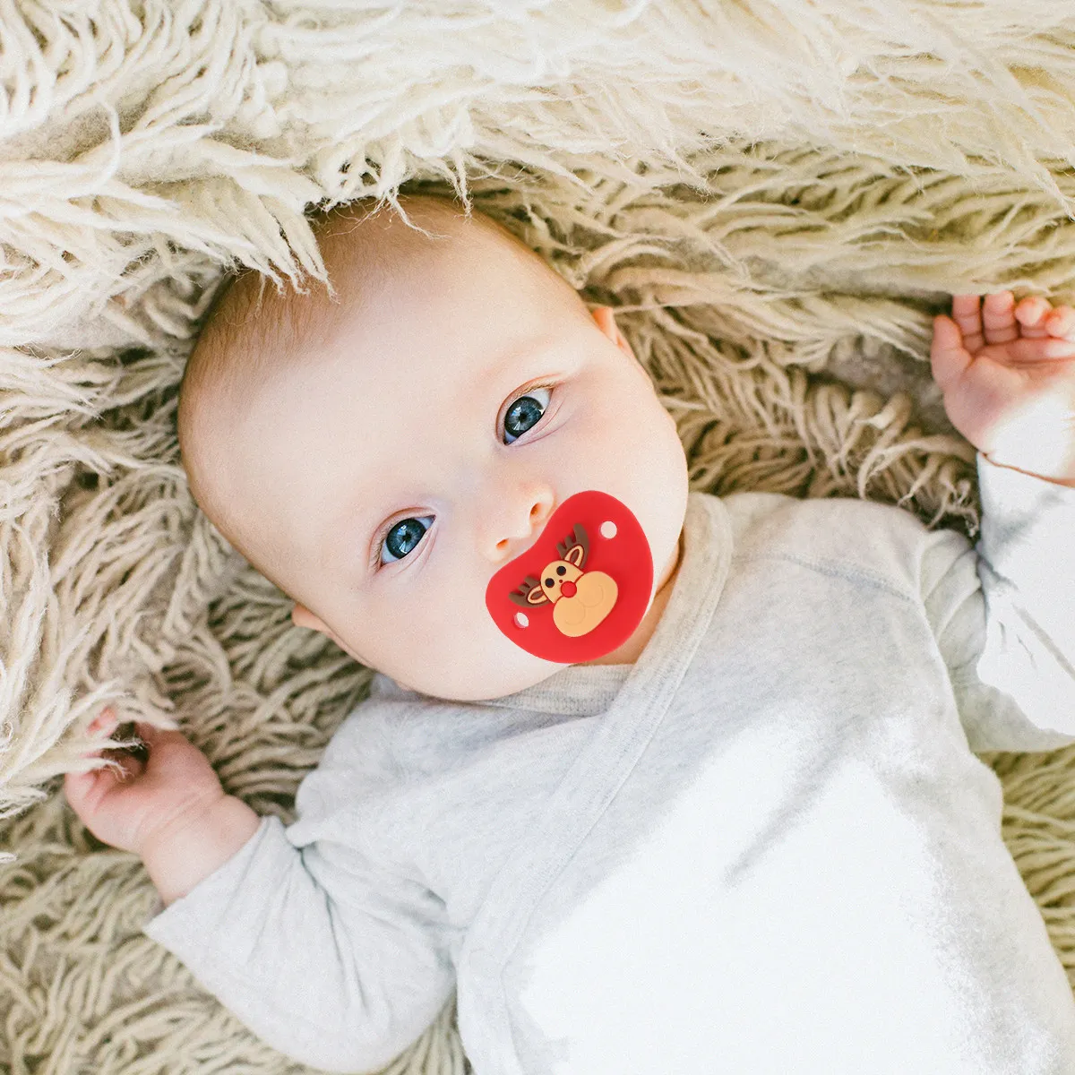 

3Pcs Baby Pacifier Food Grade Silicone Christmas Elements Santa Claus Snowman Elk Shape Soother Calming Infant Teethers Baby