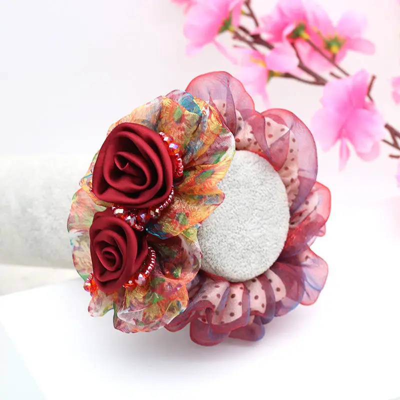 Flower Hair Band Elegant Women\'s Rubber Band Simple Ponytail Updo Bun Hair Rope Mesh Large Scrunchies Hair Accessories For Women