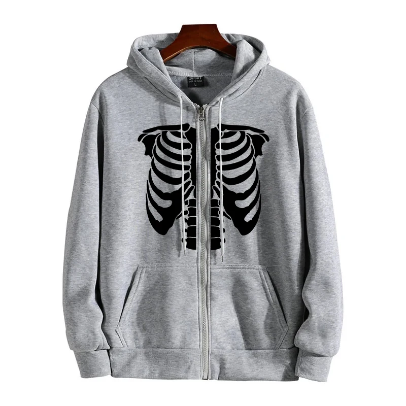 

Women's Zip-Up Hoodie Y2K Skeleton Print Fall&Outdoor Sporty Fashion Casual Pullover Jacket Cozy Streetwear For All Season