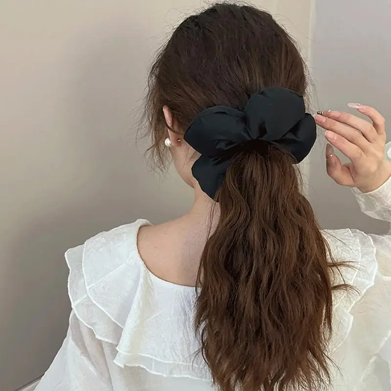 

A52E French Puff Flower Hair Scrunchies Oversized Hair Buns Scrunchy Ponytail Holder Flower Hairband Lady Elegant Headpieces