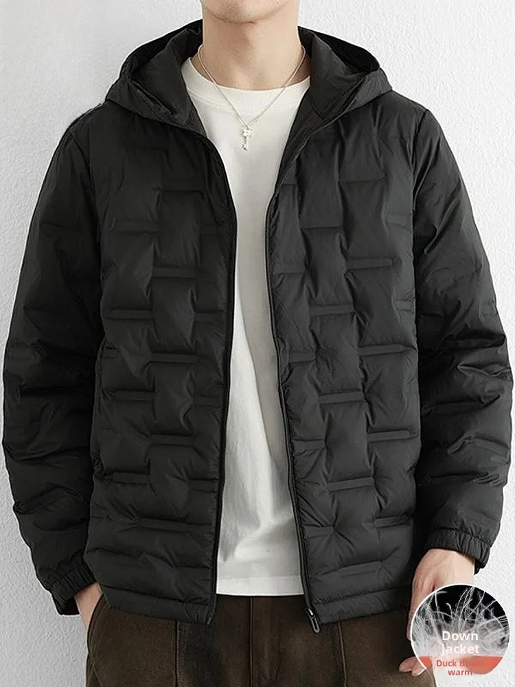 

Lightweight Men's down Jaet 2025 Winter New Sle White Du down ort Coat with Hood Youth Casual Faion