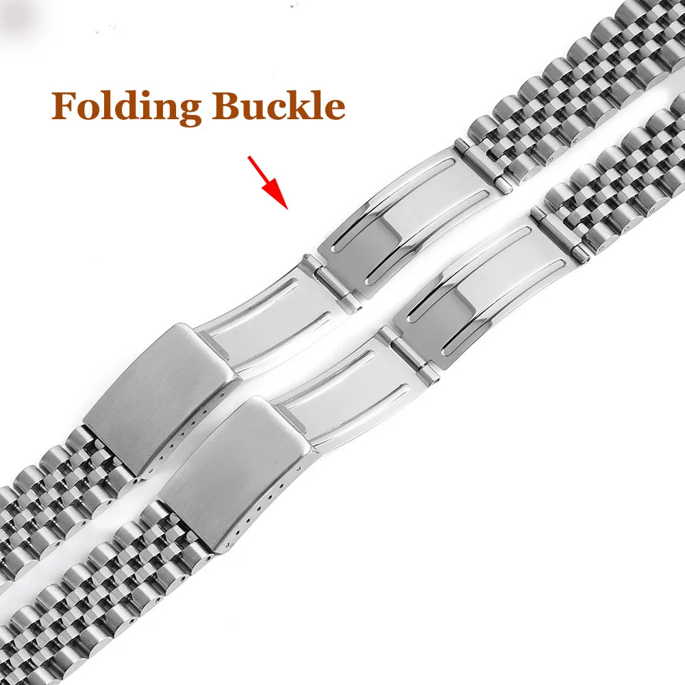 Curved End Solid Stainless Steel Watchband for Rolex DATEJUST Metal Wristband for Jubilee Business Bracelet18mm 19mm 20mm 21mm