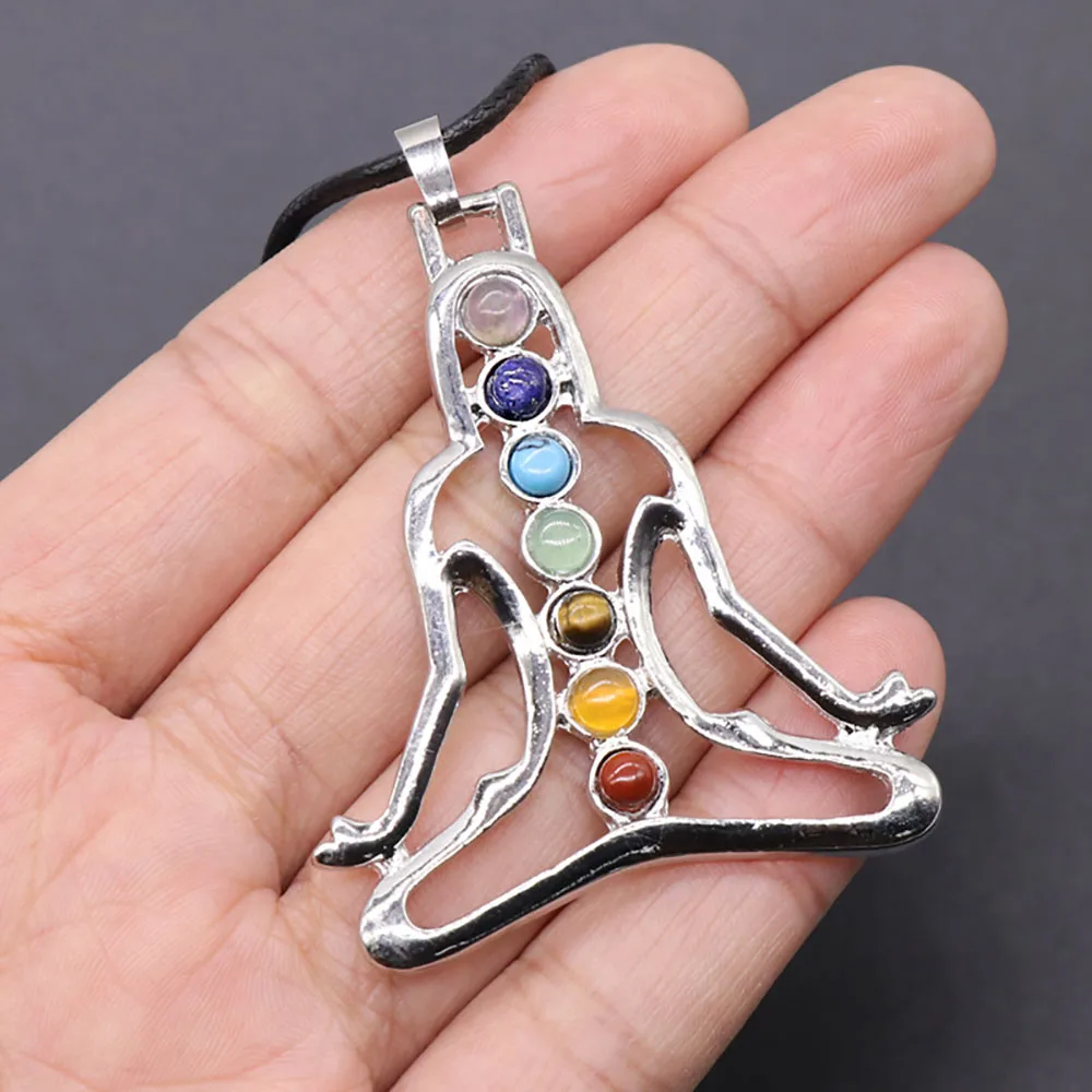 7 Chakra Cho Ku Rei Symbol Moon Angel Wings Gemstone Pendant Balance Energy Yoga Meditation Reiki Healing Necklace Jewelry