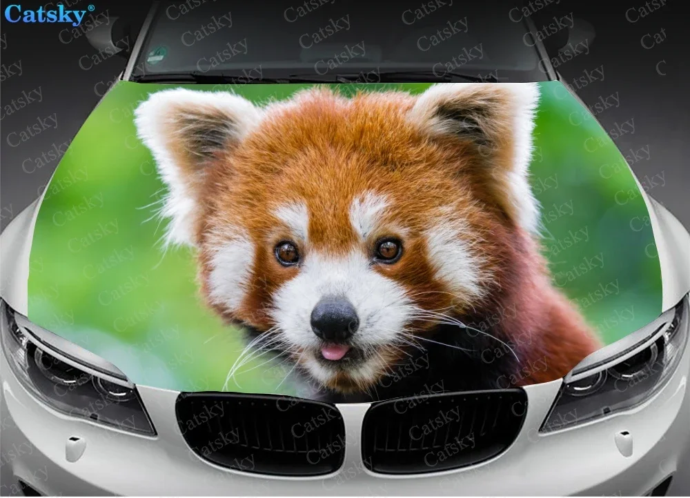 Animal Red Panda Car Hood Vinyl Stickers Wrap Vinyl Film Engine Cover Decals Sticker Universal Car Hood Protective Film