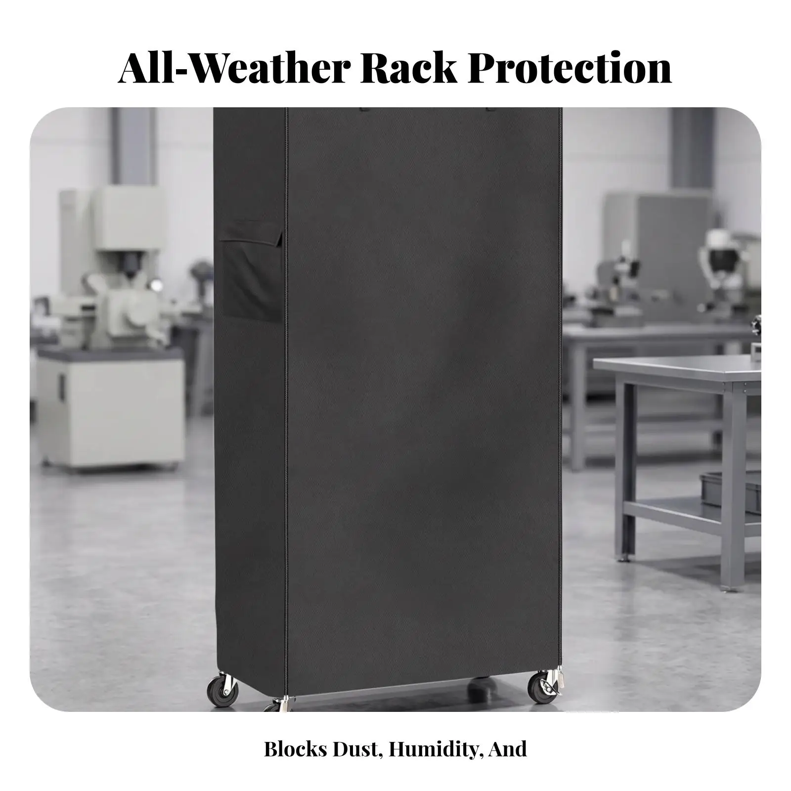 Dust Resistant Shelf Cover for Metal Shelving Waterproof Oxford Cloth Wrap with Front Opening and Side Bag for Accessories