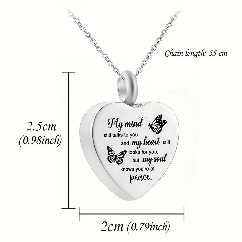 Cremation Jewelry for Ashes Pendant Stainless steel Heart Urn Necklace Angel Wings and Birthstone Pendant Necklace Man / Women