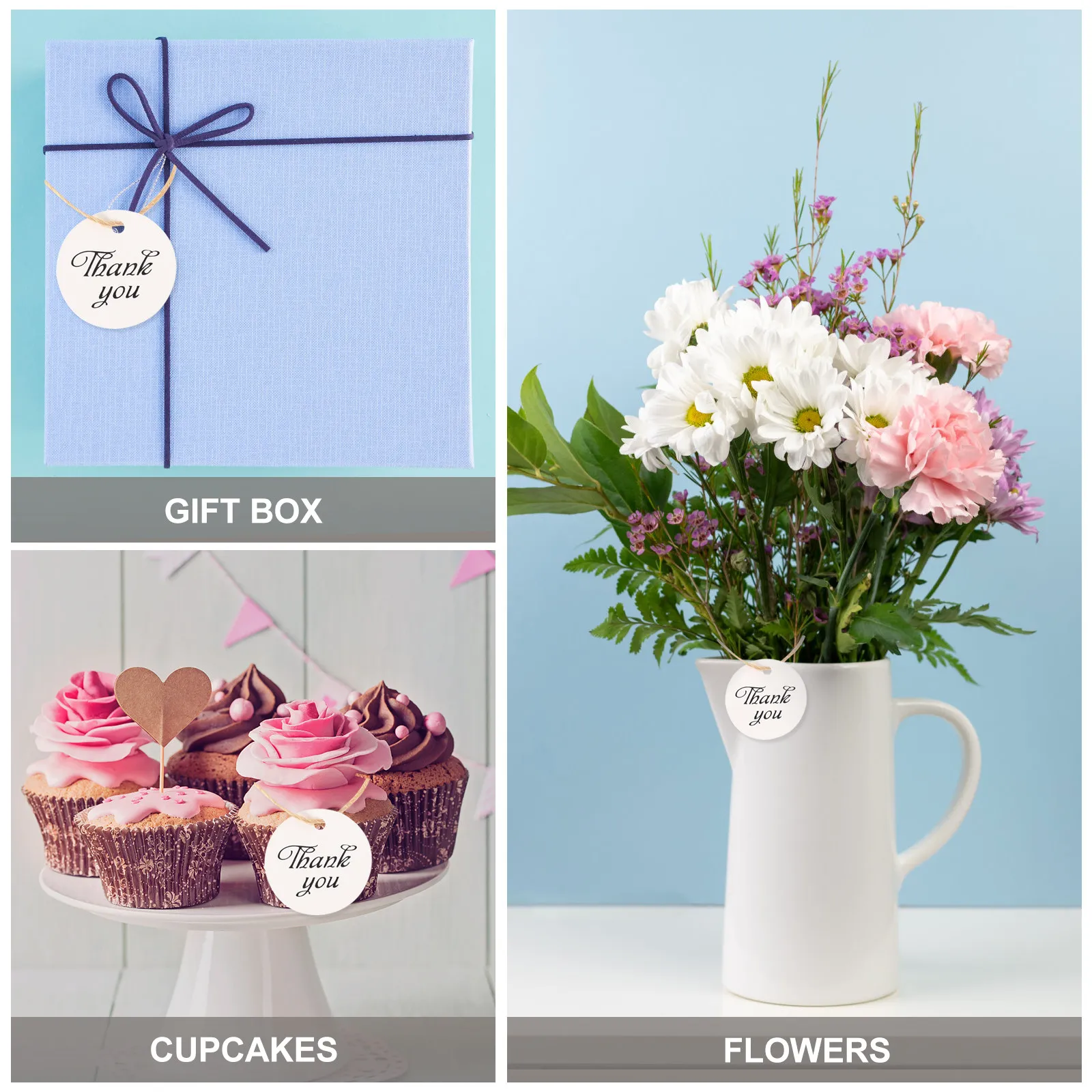 

100 шт. прочных высококачественных бумажных подарочных бирок с веревкой, идеально подходят для этикеток «Спасибо», этикеток для выпечки, сувениров для вечеринок, подарков с вином, декора