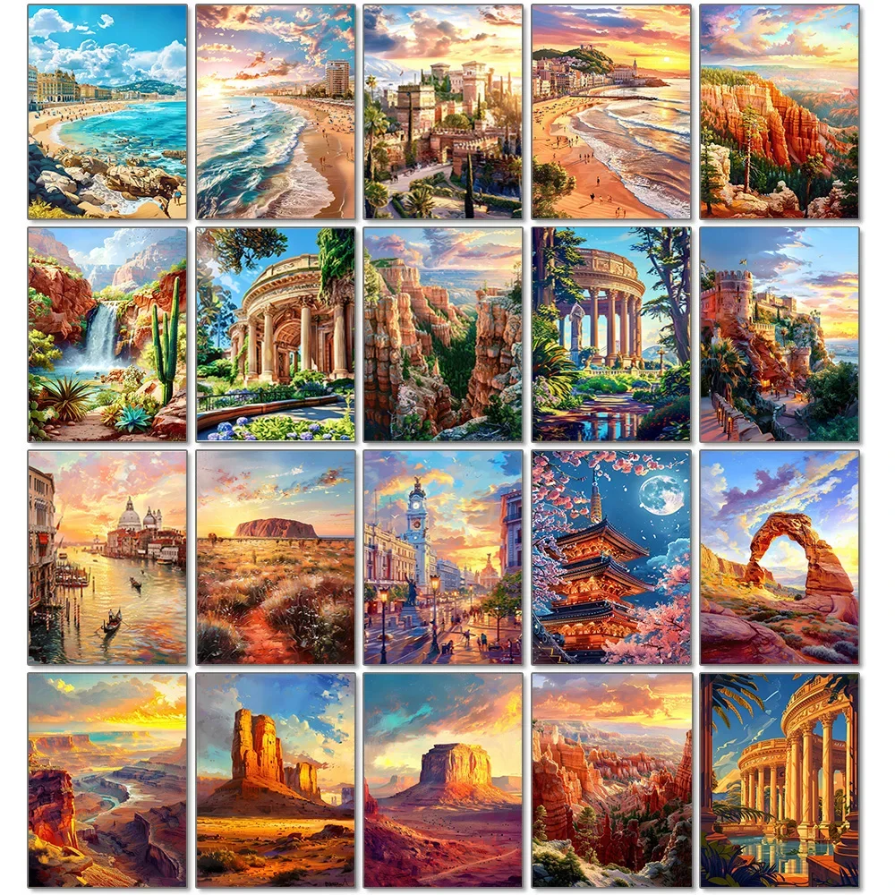 5d diy pintura diamante cidade paisagem mosaico diamante bordado paisagem casa decoração de parede artesanato presente conjunto