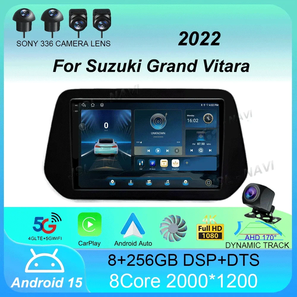 

Car Radio Android 15 9inch For Suzuki Grand Vitara 2022 Multimedia Video Player Navigation GPS 360 Camera 4G+WIFI BT Auto Wirele