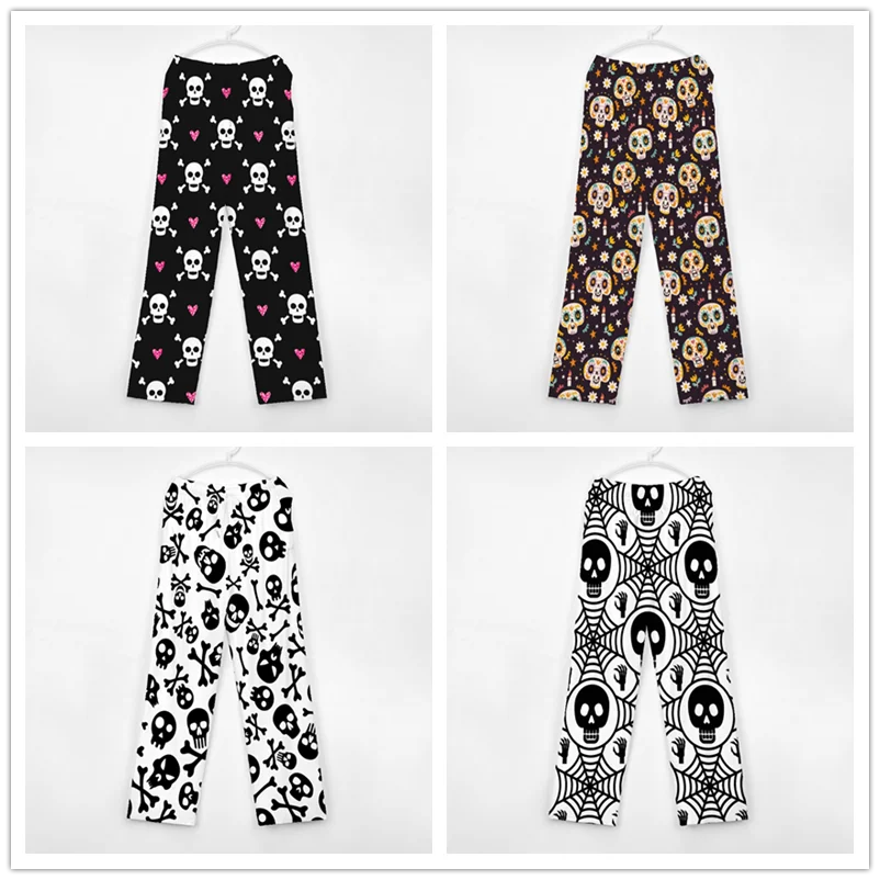 Skull Pattern Pajama Pants Mens Womens Lounge Pants Super Soft Unisex Sleep Pajama Bottoms with Pockets Drawstring