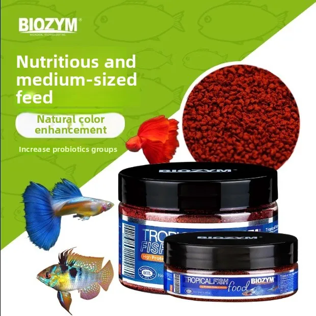 BIOZYM Comida para peces tropicales - Micro pellets para Guppy, Molly, cola de espada y peces pequeños |   Alto proteínas, mejora del color, hundimiento lento