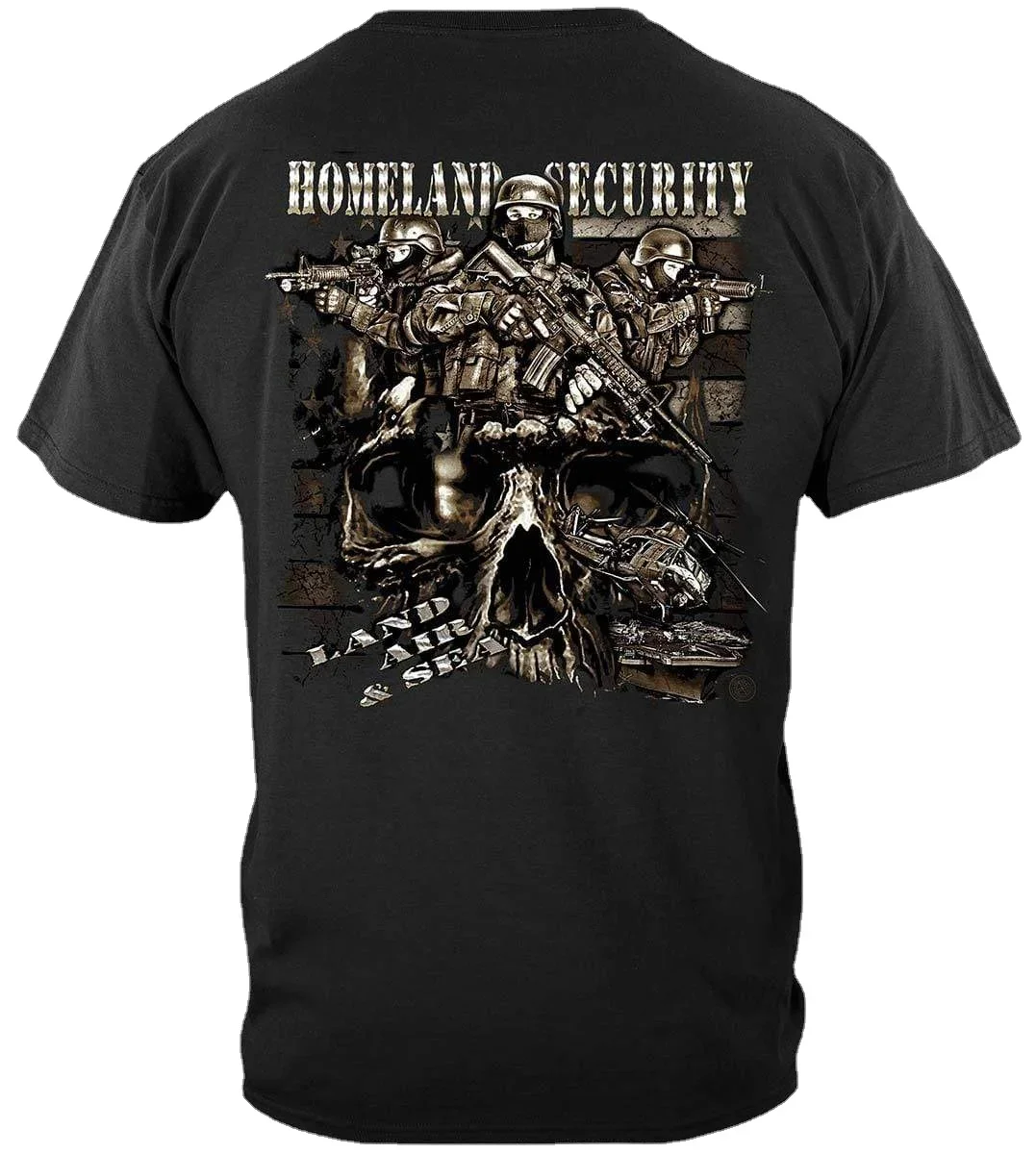 Land & Air and Sea Homeland Security American Soldier T-Shirt. Summer Cotton O-Neck Short Sleeve Mens T Shirt New S-3XL