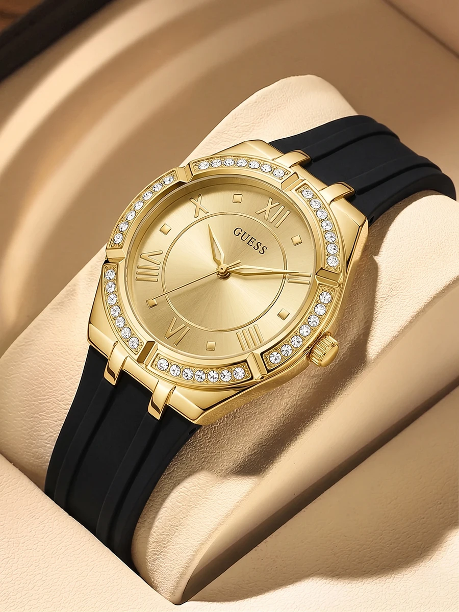 Relógio GUESS Feminino GW0034L1 Cosmo Luxo Moda Quartzo com Pulseira de Silicone Relógio de Pulso Casual Feminino Montre Femme