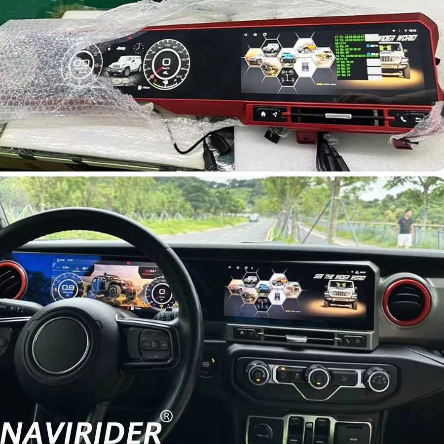 24.6'' Car Radio With 360 For JEEP WRANGLER 2018-2022 LCD Android Qled Screen Multimedia Player GPS Navi Stereo 4G Carplay link