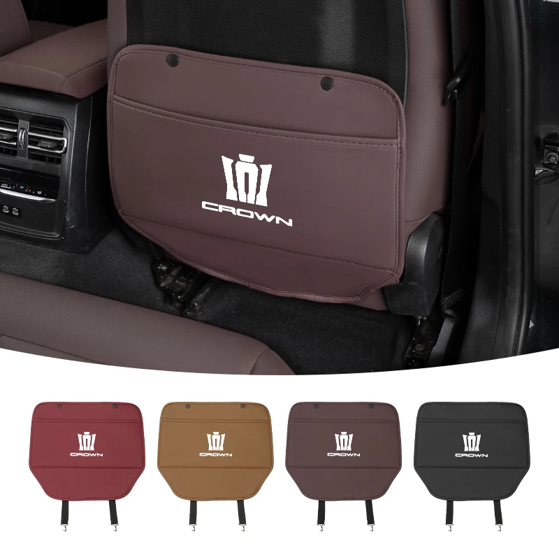 Car Logo Seat Kick Mat Leather Seat Storage Anti-fouling Protector Cover For Toyota Crown S170 S180 S200 S21 JZS171 JZS171W