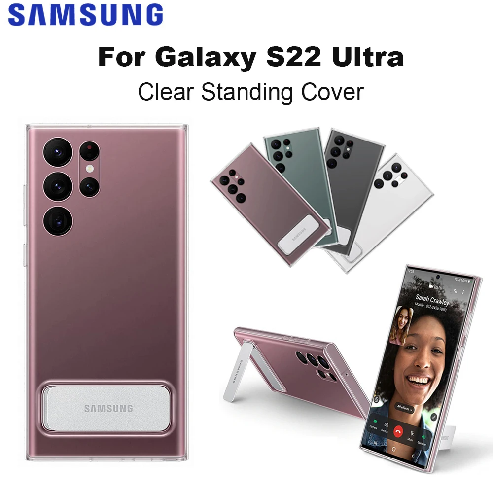 Image of Original Samsung Galaxy S22 Ultra Transparente Standhülle EF-JS908 Ausklappbarer Ständer Durchsichtige Handyhülle für Galaxy S22Ultra