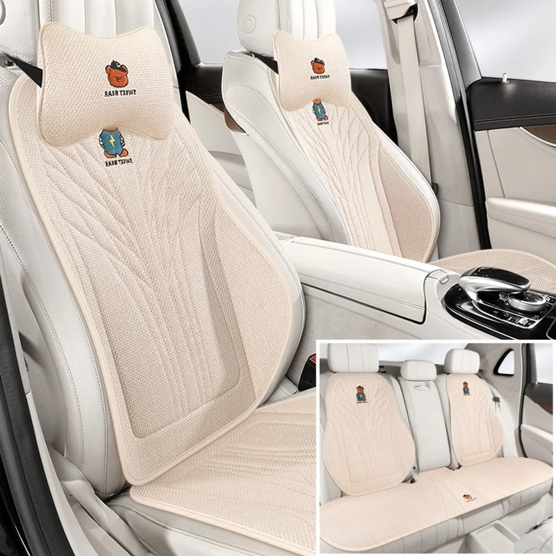 

5-seater high-quality linen Car Seat Covers +2 headrests – Breathable, Durable & Comfortable, Fits most cars