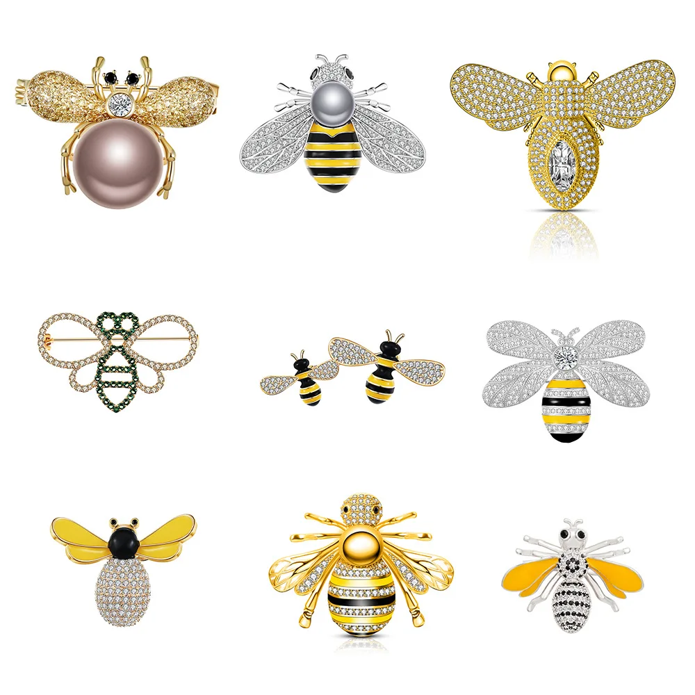 

Trendy high-end zircon insect little bee brooch clothing pin accessory gift for woman man