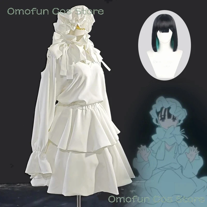 ABC123Omofun Cos Store Alien Stage Young Sua Dress Gown Cosplay Costume Wig Pure White Halloween Party Roleplay Lo3;b,6/k'5; view 2