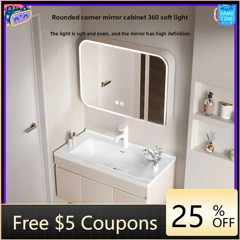 O3-Cream Wind Honeycomb Aluminum Bathroom Cinet Combination Ceramic Integrated Basin Cinet Washbasin Cinet