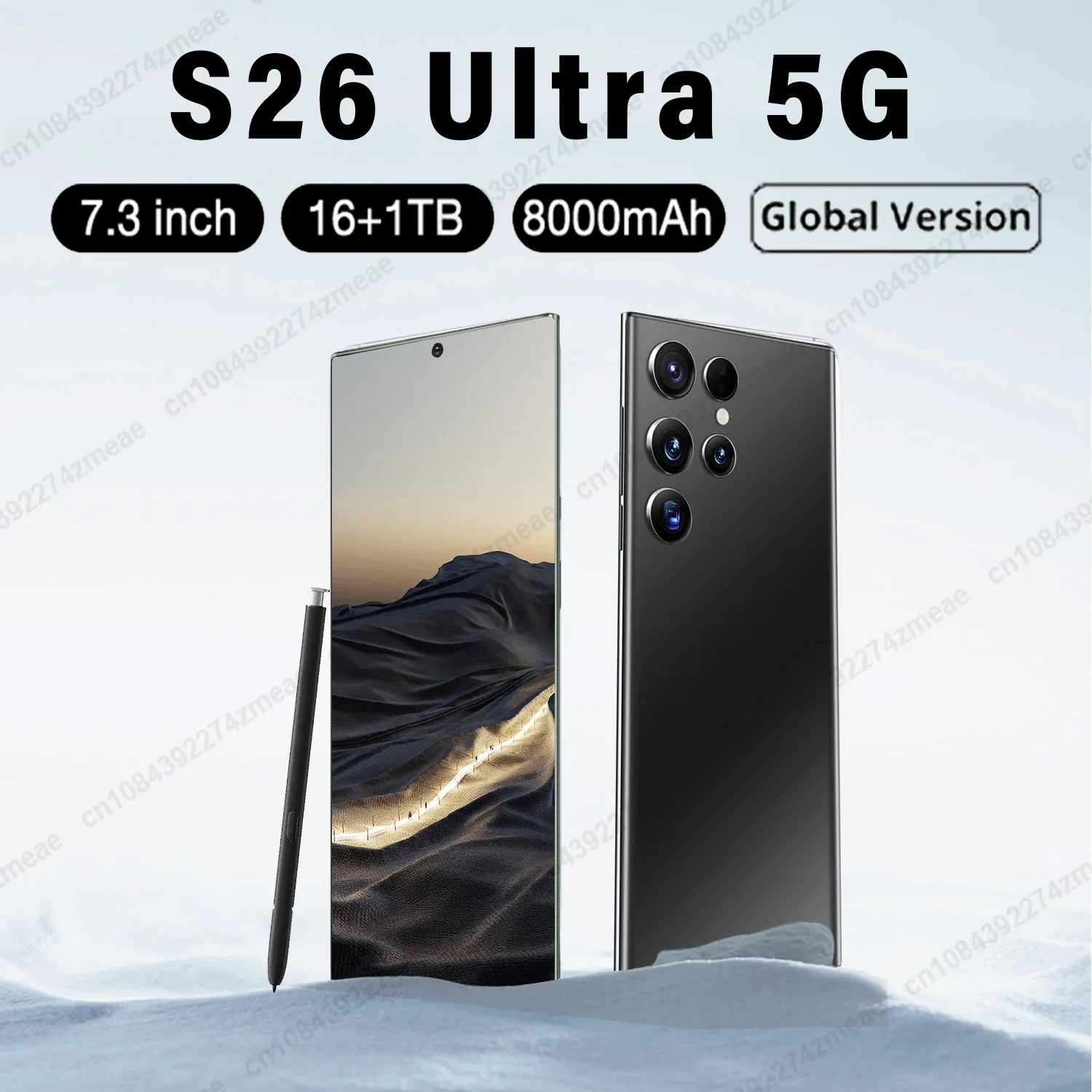 Smartphone S26 Ultra 7.3inch HD 5G Snapdragon 8Gen3 16GB+1TB Android 14 8000mAh 70+108MP Mobile phone Face Recognition