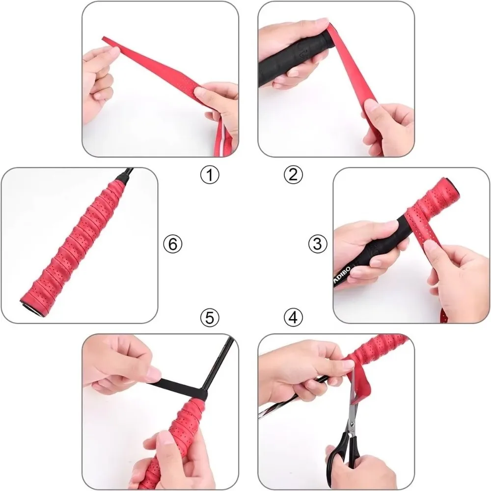 PU Badminton Racket Grip Tape Sweat Absorbent Anti Slip Badminton Overgrip Raised Ribbed Perforated Racket Handle Wrap