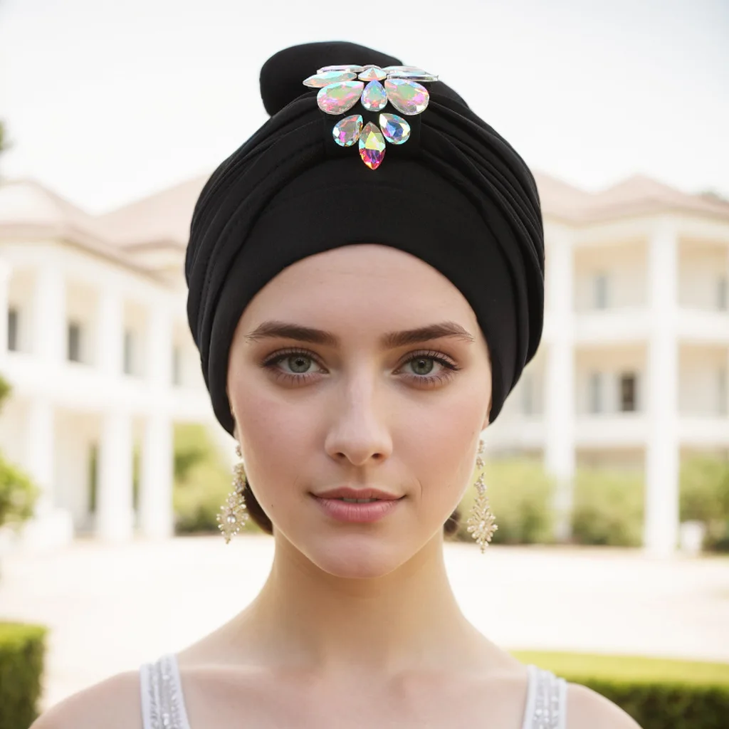 

2025 НОВЫЙ женский тюрбан, хиджаб, капот, уже сделано в африканском стиле, авто геле, головной убор, мусульманский платок, шапки, женская повязка на голову, шляпа для вечеринки