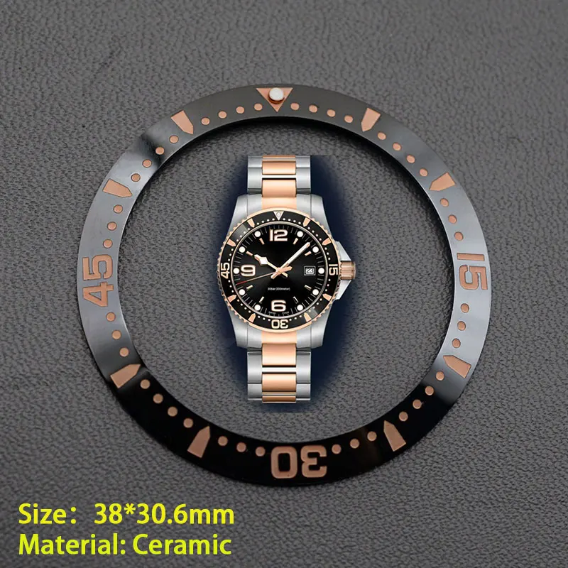 38*30.6mm 38mm Watch Ceramic Bezel Insert Fit LONGINES HydroConquest  Men\'s Watch Case Ceramic Bezel Repair Parts  Aftermarket