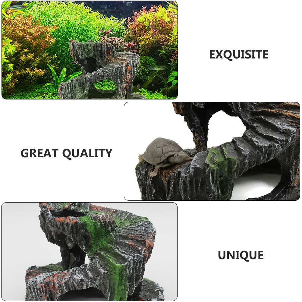 

Resin Turtle Basking Platform Tortoise Climbing Step for Aquarium Fish Tank Ornament Reptile Terrarium Decoration Natural Fade