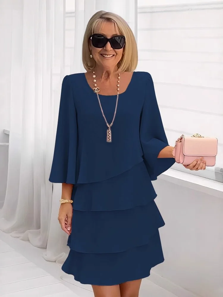 تنورة نسائية من Ele round Ne Loose على شكل كعكة من قماش البوليستر، فستان نسائي أساسي للربيع والصيف #5