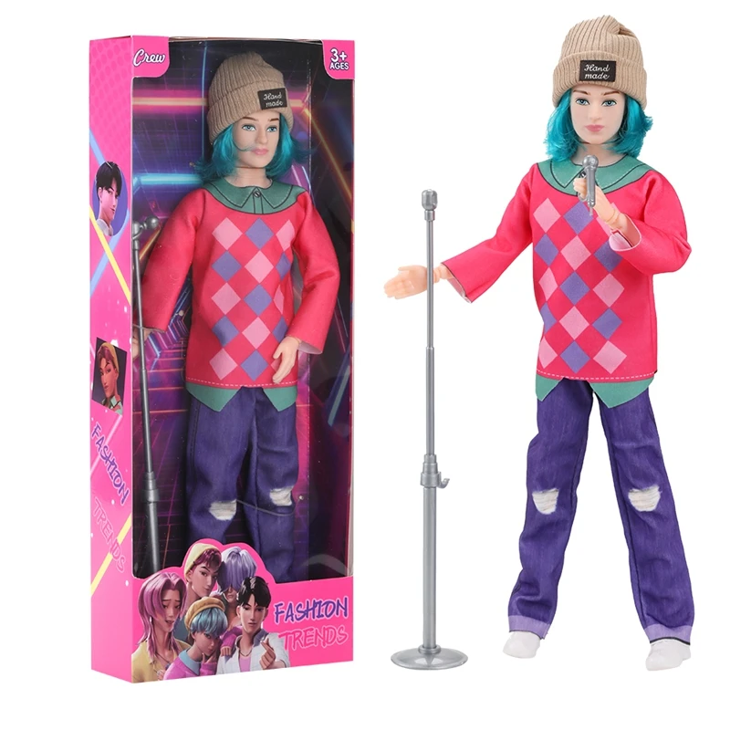 

12 Inch Male Singer Guitarist With Music Fashion Hair Lithium Cell Kids Toys Fast Shipping Best Birthday Gifts For Children DIY