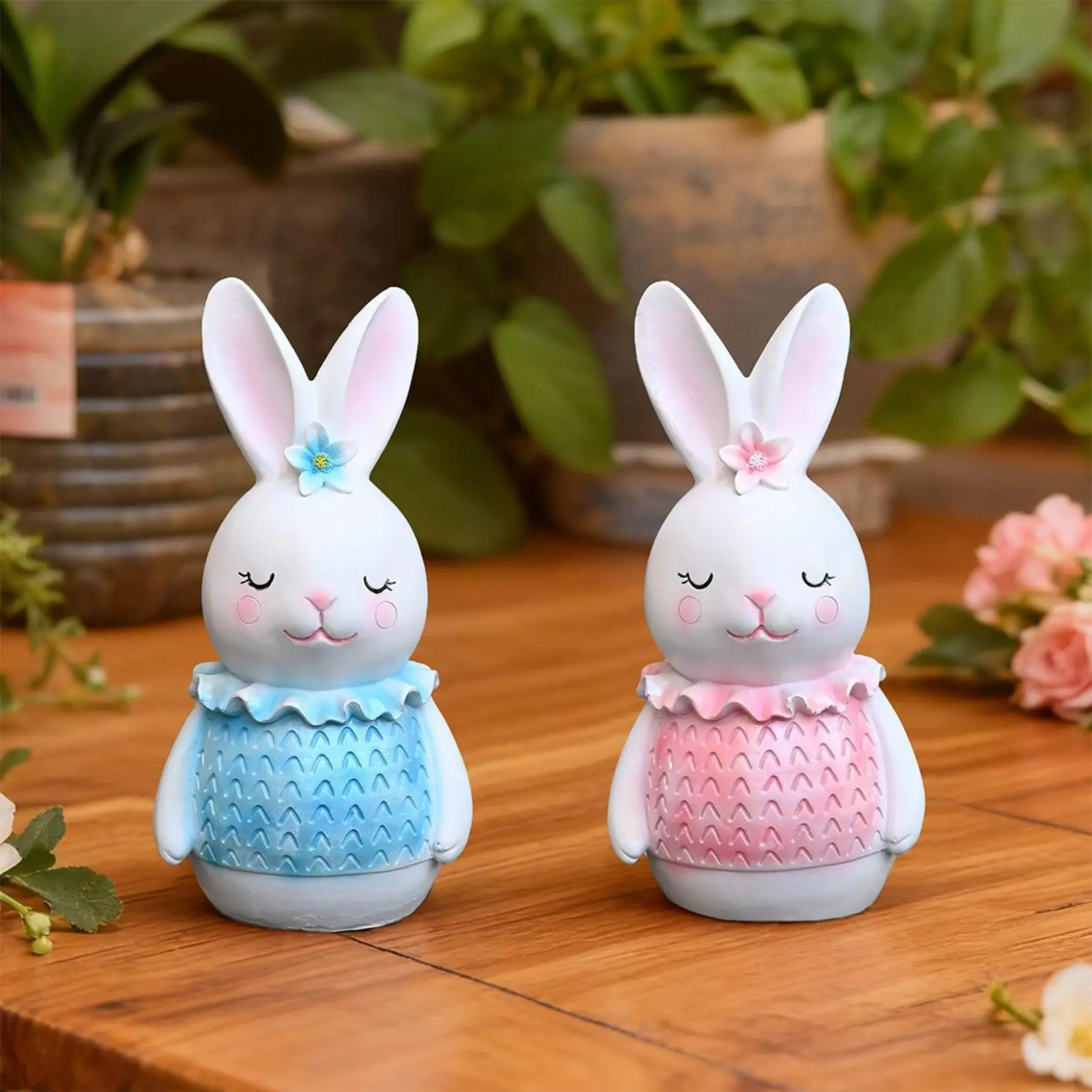 Easter Bunny Figurines Resin Statues Cute Animal Ornament for Spring Home Table Shelf Decor Party Gift Basket Fillers