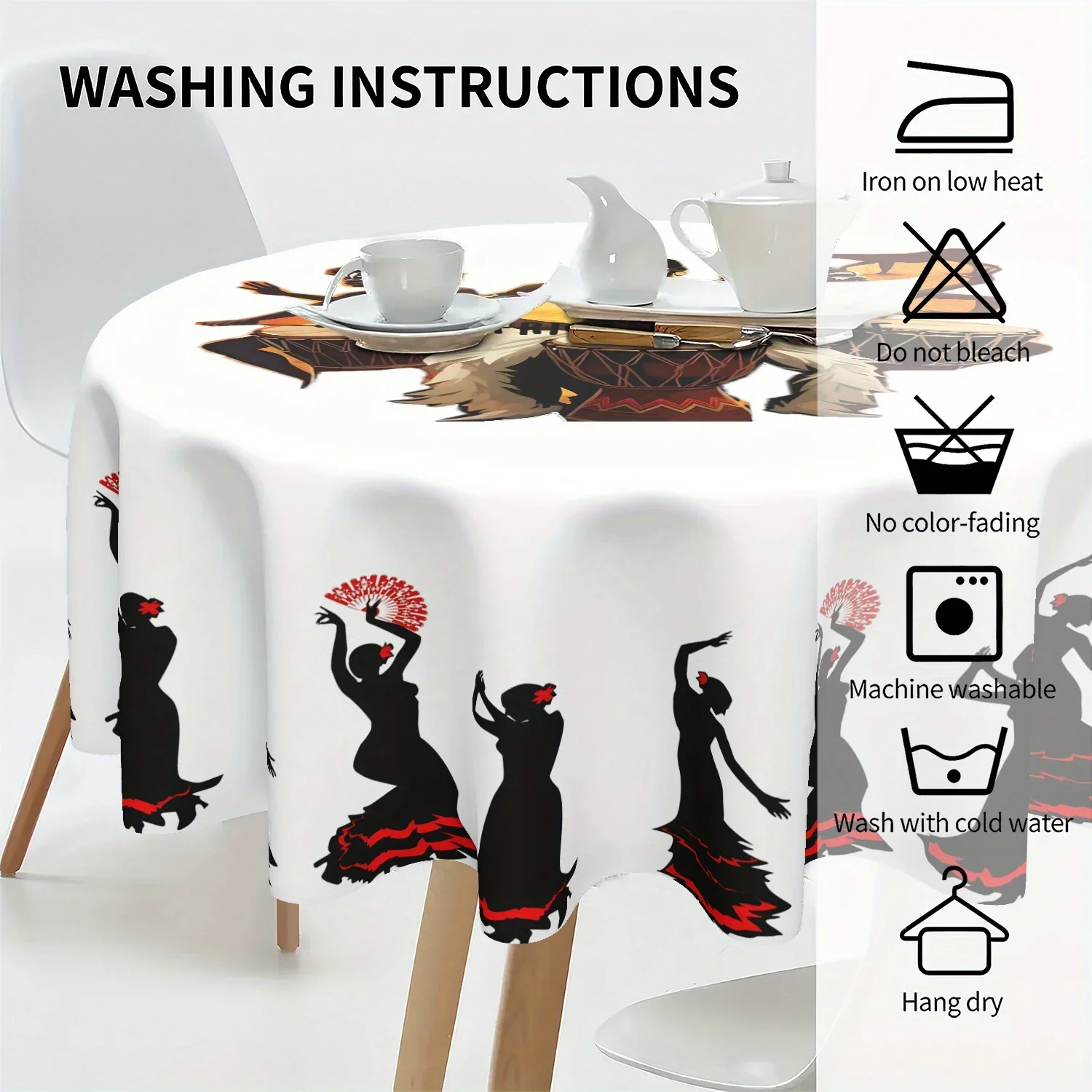 One circular tablecloth with an African theme, featuring lively African music and dance patternsxzj