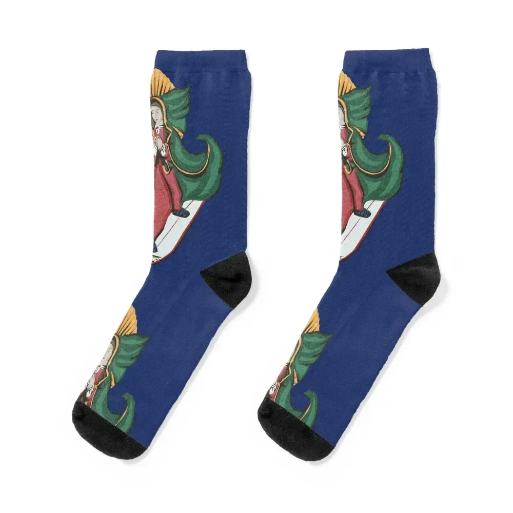 

La Virgen Surfer - Surfing Madonna Socks soccer anti-slip designer brand Socks For Man Women's