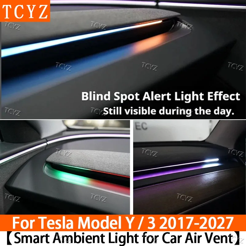 Intelligent Air Vent Ambient Light System Blind Spot Monitoring BSD System for Tesla Model Y 2020-2026&Model 3 2017-2026