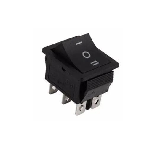 Solder Terminal Large Black Rectangle Rocker Switch On Off On Momentary 6Pin DPDT 12V with Snap In Installation