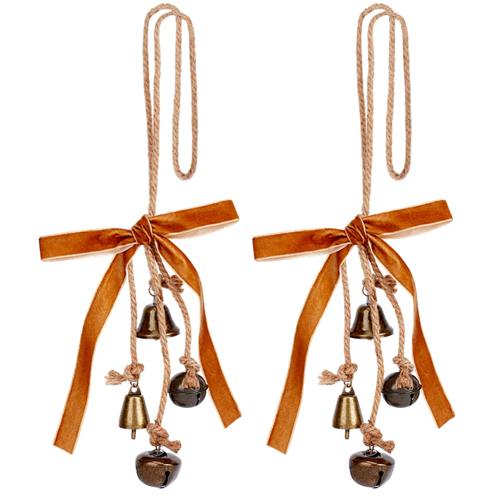 2pcs Christmas Cow Bells with Cow Bells Metal with Ribbon Christmas Tree Decoration Bells with Jute Cord for Christmas Tree Wall
