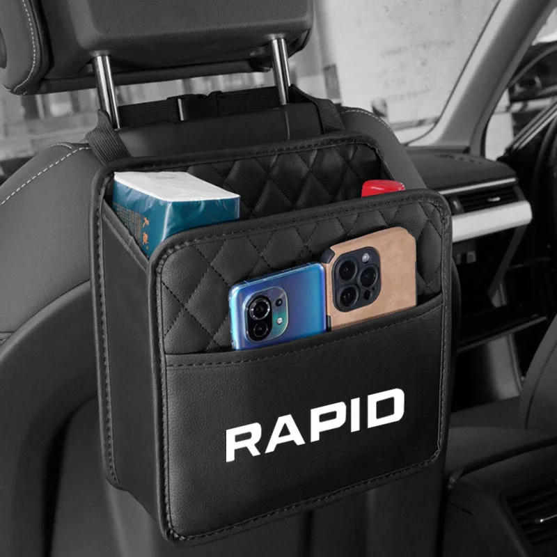 Bolsa de almacenamiento impermeable para asiento trasero de coche, bolsa de bolsillo para teléfono, accesorios portátiles para coche, Skoda Rapid