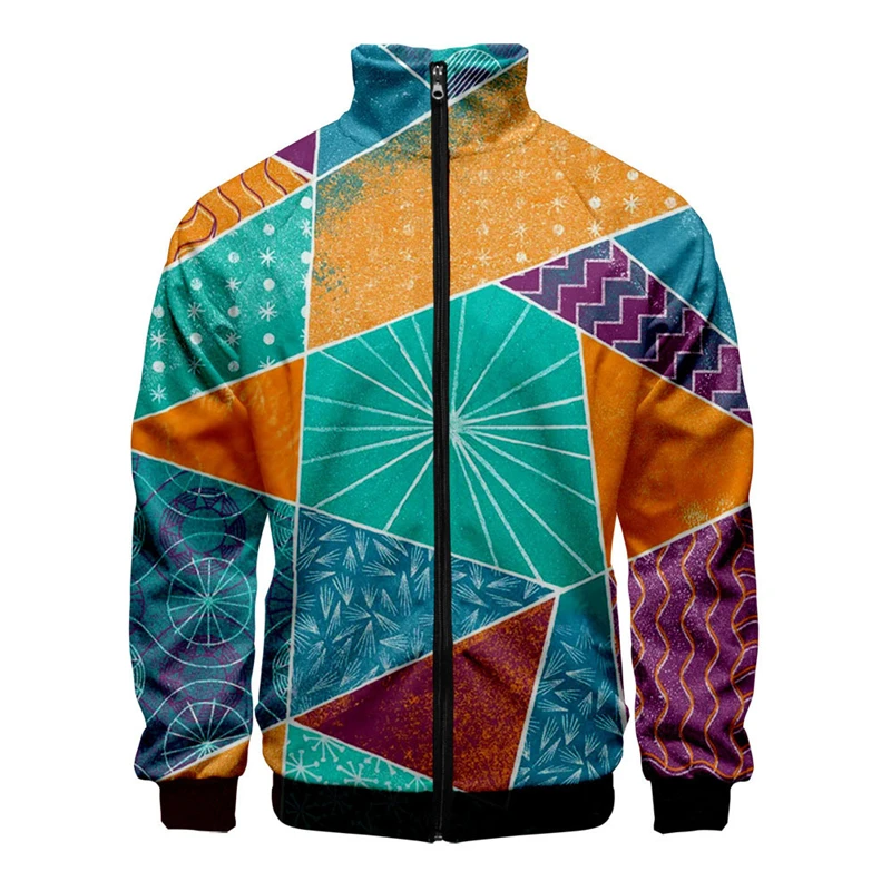 Creative Color Matching 3D Print Jacket For Men Women Clothes Casual Long Sleeve Zipper Sweatshirt Coat Hombre Ropa Art Jacket