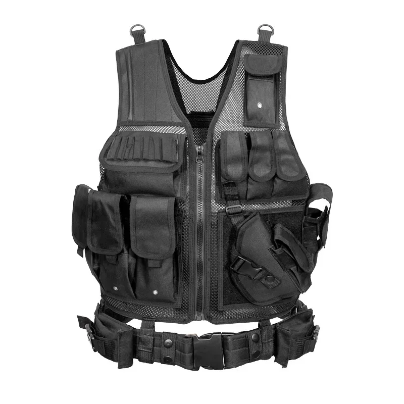 Gilet tattico militare da uomo gilet da caccia da allenamento senza maniche tasche Mulit forniture militari gilet tattico fibbia a sgancio rapido