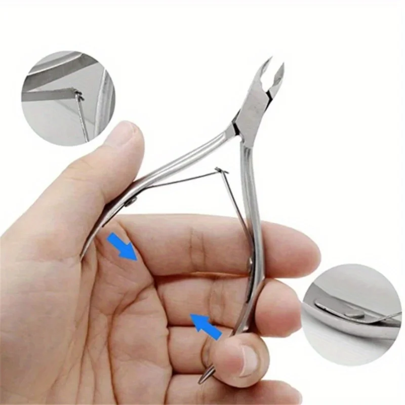 Tijeras cortadoras para decoración de uñas de acero inoxidable, cortaúñas bidireccional, Kit removedor de piel muerta, manicura, herramientas de pedicura, Kit de cuidado de uñas, 3 uds.