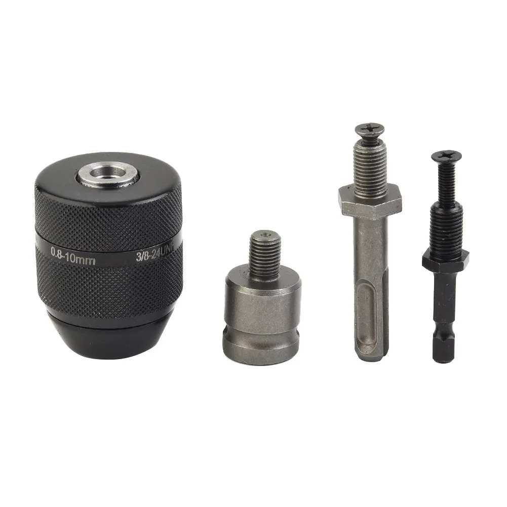 4pcs 0.8-10 Mm 3/8-24UNF Connection Thread Drill Chuck Adapter Adapter For Rotary Hammer/Hammer Drill