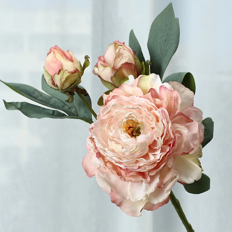 1pc 28 Layer Grilled Edge Peony Flower Home Decor Wedding Simulation Silk Flower Bendable Stems Artificial Flowers