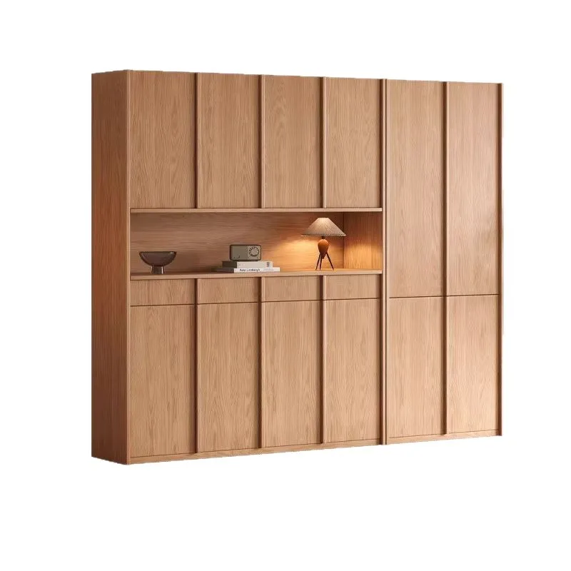 

Solid wood oak shoe cabinet, shoe changing stool, living room entrance cabinet integrated into household modern shoe rack,