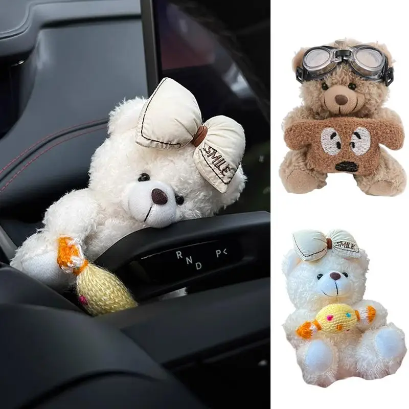 Wiper Shift Handle Decorative Doll Car Wiper Gear Lever Plush Bear Ornament Car Interior Decoration Dashboard Accessories