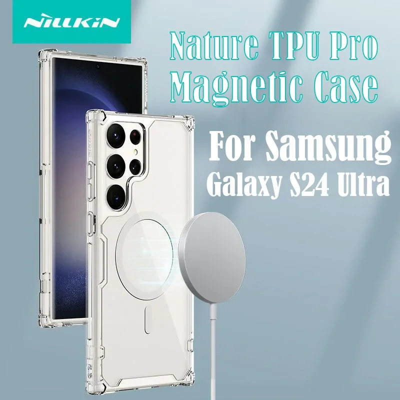 

Nillkin For Samsung Galaxy S24 Ultra MagSafe Magnetic Case Nature Pro Transparent Clear TPU Frame Cover For Samsung S24 Ultra