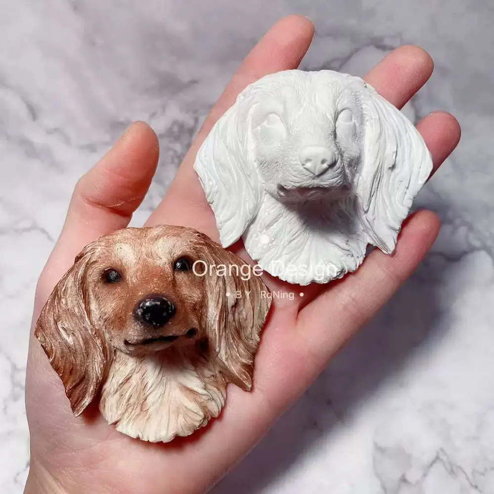 Dachshund Head Plaster Candle Mold DIY Pet Dog Avatar Fondant Clay Mold Car Air Vent Decoration