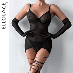 Ellolace Transparentes Spitzen-Dessouskleid, Sissy-Tüll, erotische Kostüme, nahtlos, sinnlich, transparente Spitzen-Outfits, Sex-Desire, heißes Mädchen