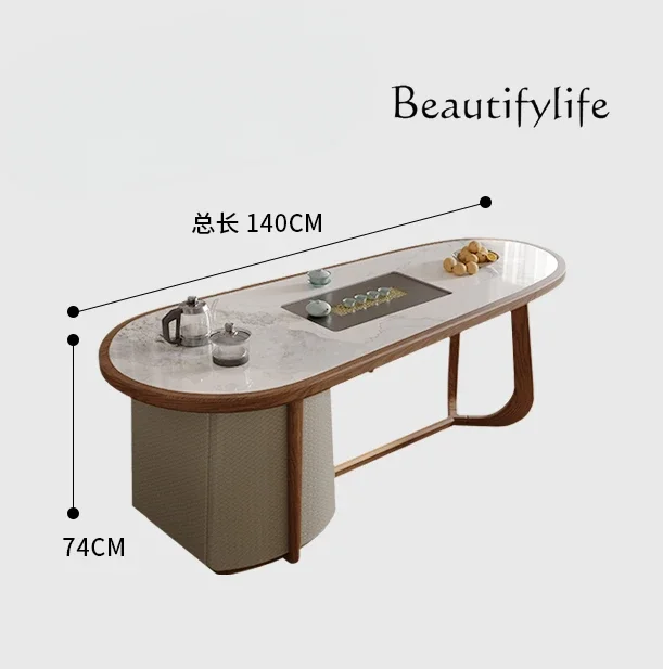 Mesa de chá de madeira maciça simples estilo japonês estilo medieval conjunto de chá doméstico mesa de chá integrada