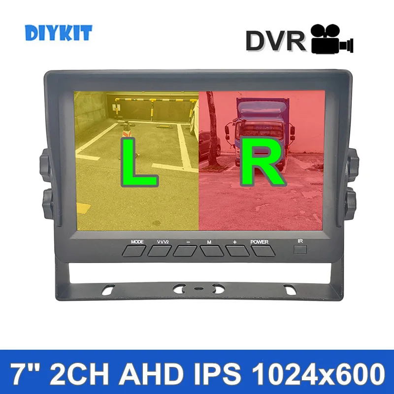 

DIYKIT 7inch AHD IPS 2CH Rear View Car Monitor Support 720P 1080P AHD CVBS Camera Video Recording Diaplay 2 Cameras Image